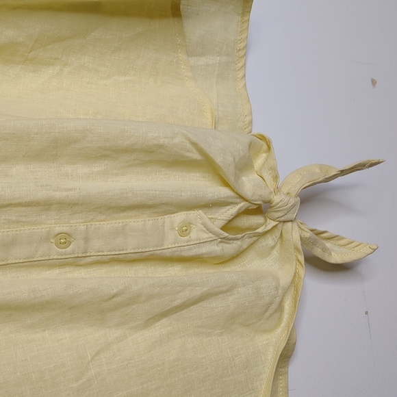 Jordache XXL Linen Blend Yellow Button-Up Tie Front Top - Picture 9 of 11